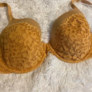 Victoria’s Secret lined perfect- orange lace bra. 34 DD